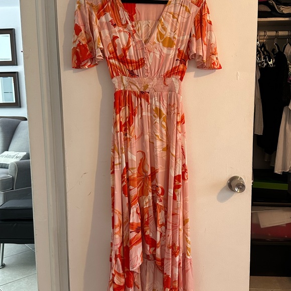 Abel the Label Peach Floral High Low dress size s - Picture 10 of 11